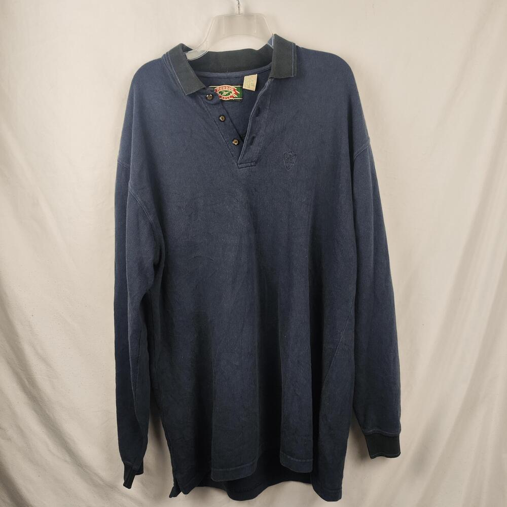Reebok Golf Sweater Mens Large Blue Collared Henley Knit Pullover Cotton